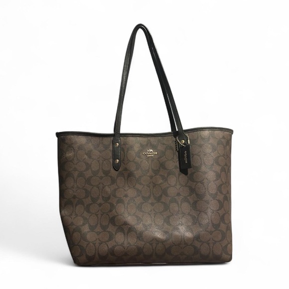 Coach Brown and Black Signature Tote - Picture 1 of 3